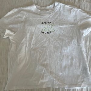 Sunday Best “Spread the love” white baby tee, size small